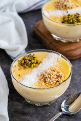 Keskul dessert. Turkish cuisine delicacies. Traditional delicious Turkish Desserts. close up