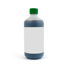 500ml white plastic liquid container isolated on white background. Label area. Closeup. Liquid bottle.