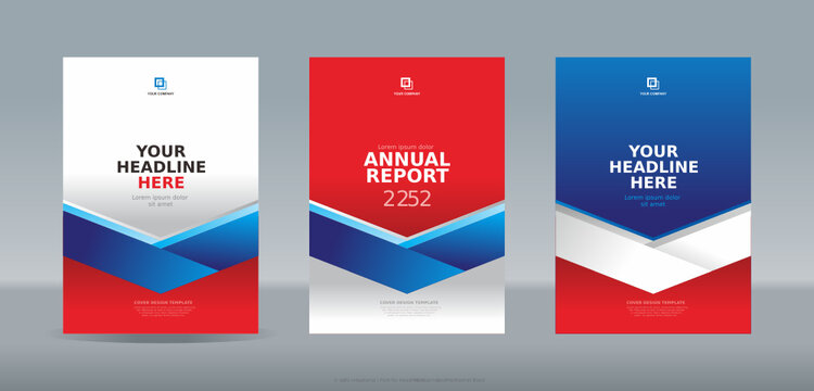 Modern Simple Folded Blue White Ribbon Cover Template For Annual Report, Magazine, Booklet, Proposal, Portofolio, Brochure, Poster