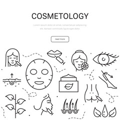 Set of cosmetology theme items. Banner template.