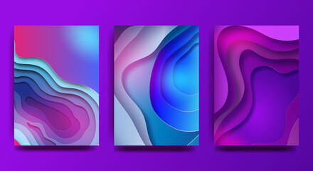 A4 abstract colored 3d paper illustration set. Contrasting colors. Bright gradients. Vector design layout for presentation banners, flyers, posters and invitations. vector