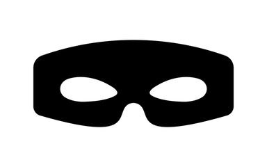 Mask bandit or superhero carnival or villain vector icon. Black masquerade costume eye mask silhouette hidden burgar face. Simple design incognito theatre party masque shape clip art illustration.