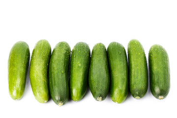 Delicious green cucumbers. Tasty vegetables