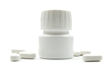 White medicine plastic package and pills