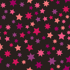 Seamless simple pattern with red stars on a dark background.