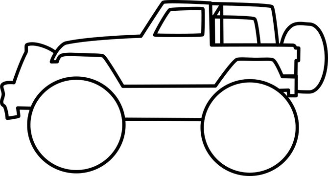 organic vector cartoon jeep line