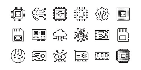 Electronics icon set. Vector graphic illustration.