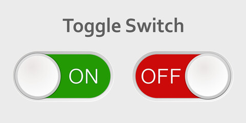 Green and red radio buttons, toggle switches. 3 D. Vector illustration.