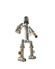 robot  plumber of brass pipeline fitting
