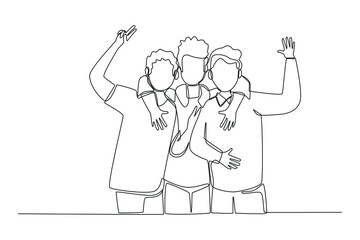Continuous one line drawing Stylish Young Boys. International youth day concept. Single line draw design vector graphic illustration.