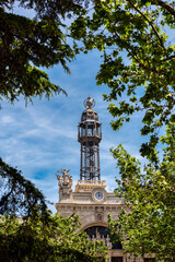 Part of the Central Post Office building, also known as Edificio de Correos, and Palacio de Comunicaciones  in the city of Valencia in Spain.