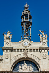 Part of the Central Post Office building, also known as Edificio de Correos, and Palacio de Comunicaciones  in the city of Valencia in Spain.