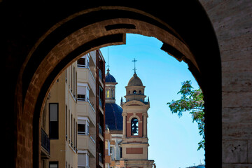 The arch below the Quart Towers in Valencia, Spain. Built in the 1400s as part of Valencias city...