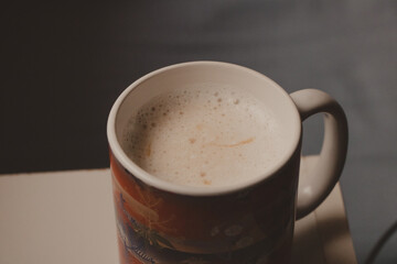 cafe latte in a porcelain mug