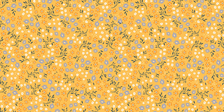 Cute hand drawn ditsy seamless pattern, lovely floral background, great for textiles, banners, wallpapers, wrapping - vector design