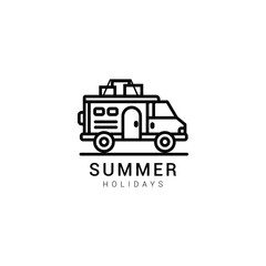 Holiday beach logo icon flat design template Premium Vector