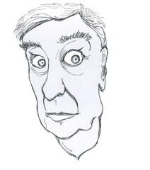Surprised man, face with bulging eyes.Portrait of a shocked man.