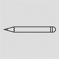 Long thin wooden pencil. Outline and line style. Simple minimal vector illustration on transparent background.