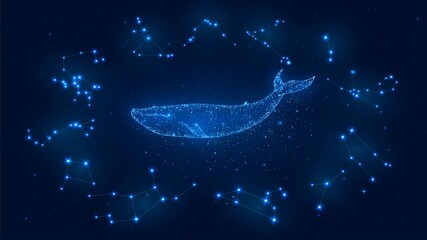 Blue whale from the stars and constellations of the zodiac