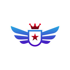 Wings logo. Wings and shield icon. Vector illustration of a wing and shield.