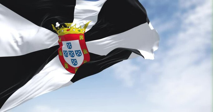 Ceuta city flag waving in the wind on a clear day