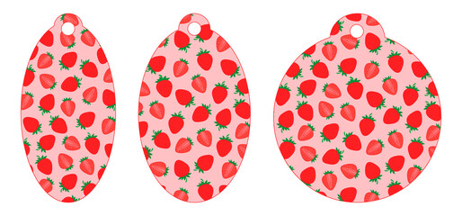 Set strawberry gift tags templates
