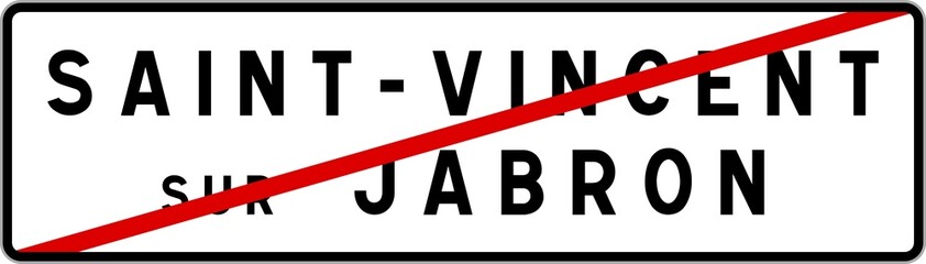 Fototapeta premium Panneau sortie ville agglomération Saint-Vincent-sur-Jabron / Town exit sign Saint-Vincent-sur-Jabron
