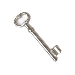 Old metal door key, vector, icon, illustration, isolated on white background.