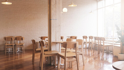 Background white color coffee shop cafe or restaurant modern and minimal style interior with japan style. Emphy shop. use for background