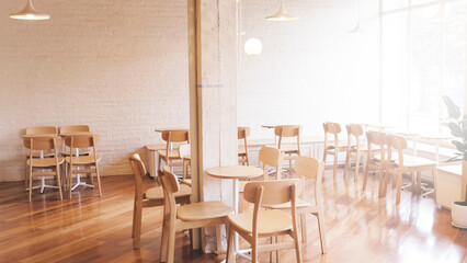 Background white color coffee shop cafe or restaurant modern and minimal style interior with japan style. Emphy shop. use for background