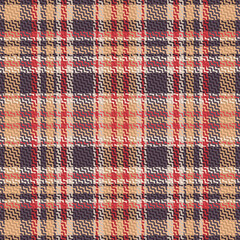 Tartan plaid pattern with texture and warm color. Vector illustration.