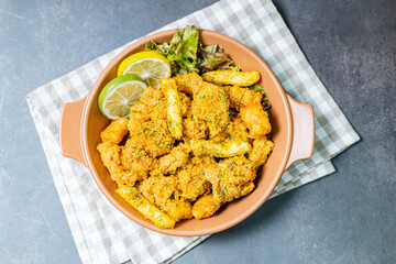 Korean fried chicken food on a plate