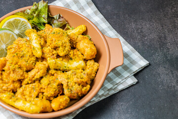 Korean fried chicken food on a plate