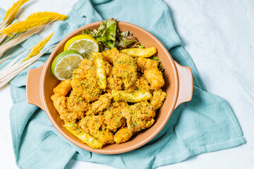 Korean fried chicken food on a plate