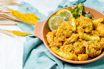 Korean fried chicken food on a plate