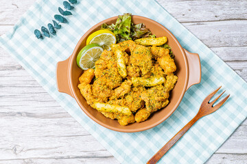 Korean fried chicken food on a plate