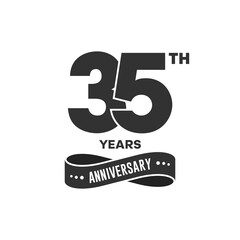 35 years anniversary logo with black color for booklet, leaflet, magazine, brochure poster, banner, web, invitation or greeting card. Vector illustrations.