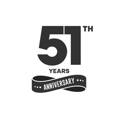 51 years anniversary logo with black color for booklet, leaflet, magazine, brochure poster, banner, web, invitation or greeting card. Vector illustrations.