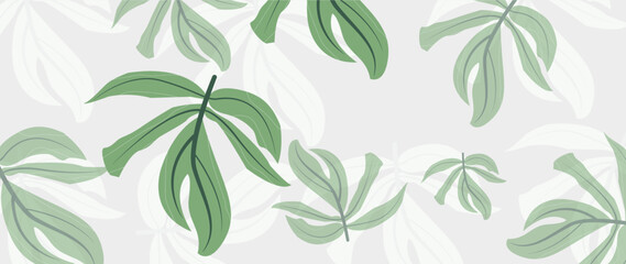 Vector illustration. Abstract leaves. Canvas art for wallpaper, wall arts, prints, fabric, pattern and packaging.