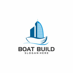 Boat And Building logo designs vektor