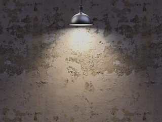 Blank Space Lamp Above Ceiling Light Illuminate Worn Painted Color Wall Background 3D Render