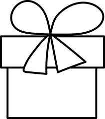 black outline gift box with bow on white background