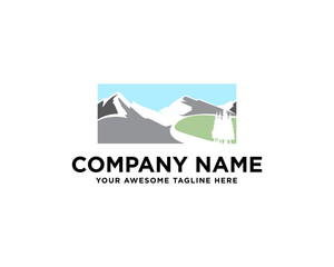 mountain landscape view logo flat color
