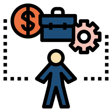 business person with money, briefcase, gear clip art preview