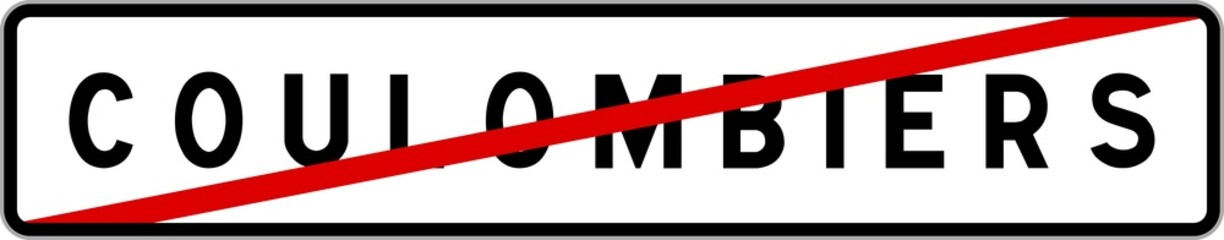 Panneau sortie ville agglomération Coulombiers / Town exit sign Coulombiers