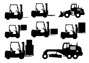 Forklift truck silhouettes premium vector 