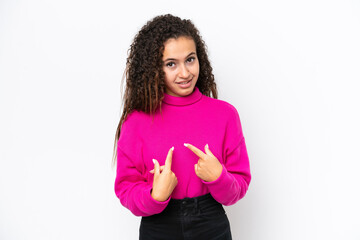 Young Arab woman isolated on white background pointing to oneself