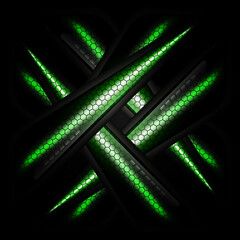 Black and green abstract modern gaming background. Vector illustration