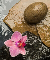 concept photo for spa wellness closeup with free space for text for banners and postcards stones in...