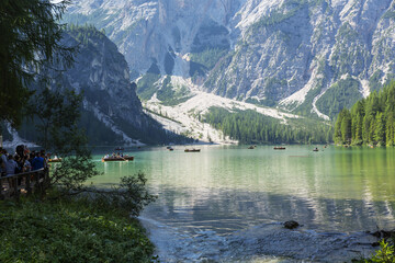 Plakat Lago di Braies, beautiful lake in the Dolomites